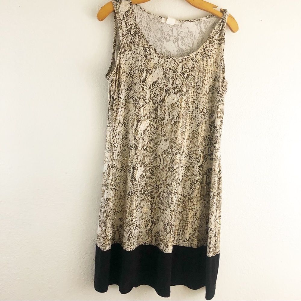 Prelude Sleeveless animal print black hem sparkly dress size L